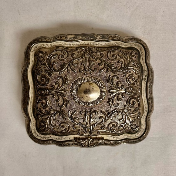 Vintage Ornate Silver-plated Large Jewelry Box Trinket Box Decorative Box